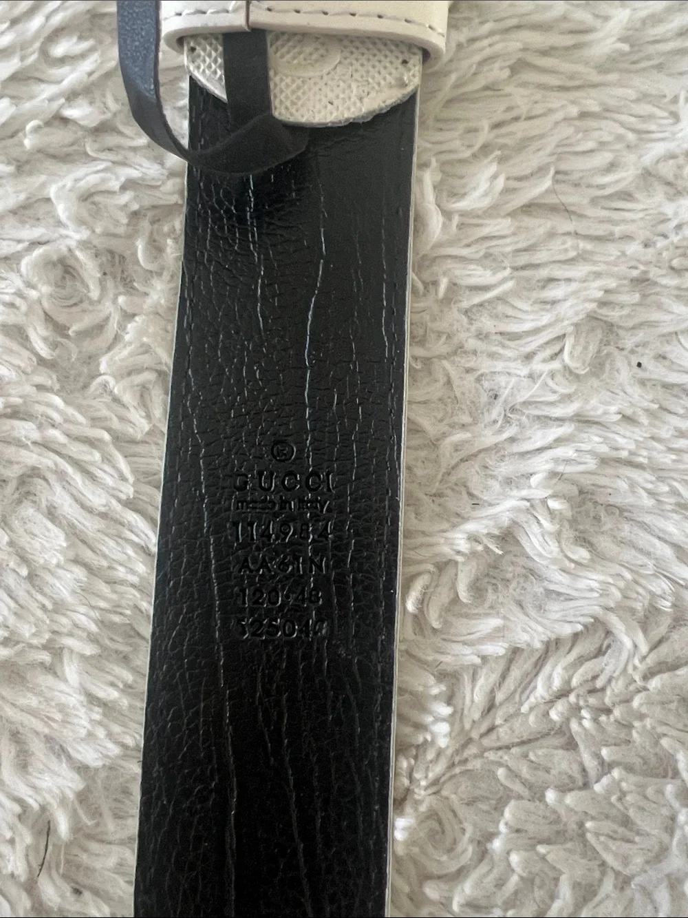 NWOT Men’s Gucci White GG Interlocking Logo Leather Belt
